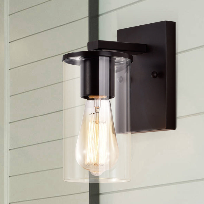 cattleyalighting Oil-Rubbed Bronze 1-light Oil-Rubbed Bronze Brushed Nickel Wall Sconce With Clear Glass Shade