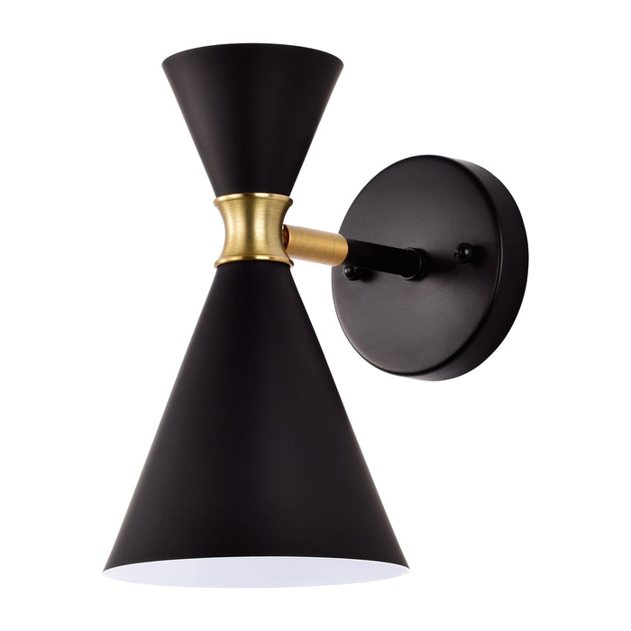 cattleyalighting 1-Light Black Wall Sconce With Brass Accents