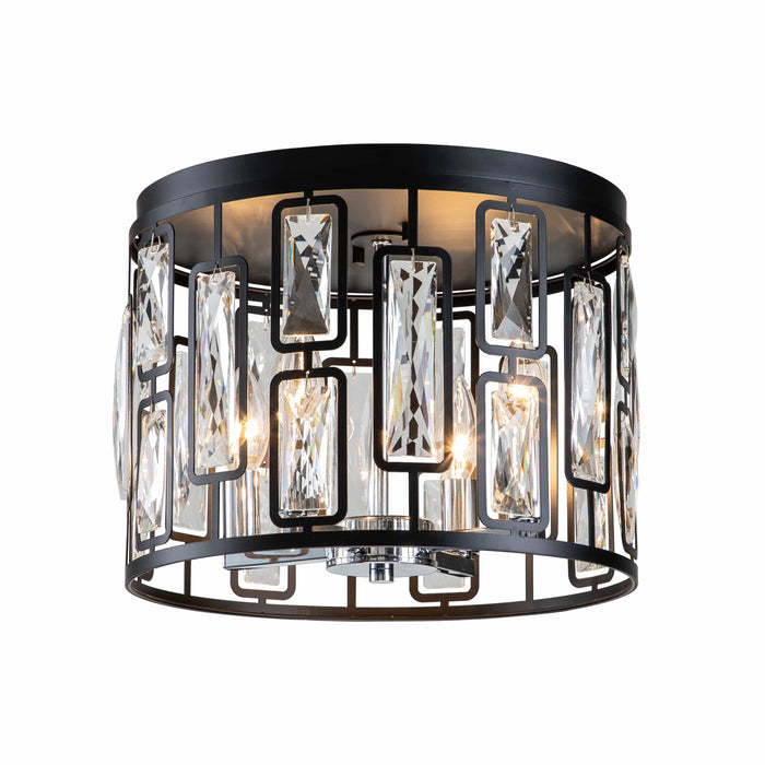 cattleyalighting 4-Light Black Flush Mount With Clear Crystal