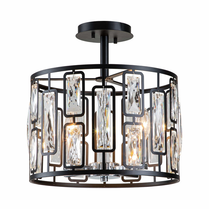 cattleyalighting 4-Light Black Semi Flush Mount With Clear Crystal