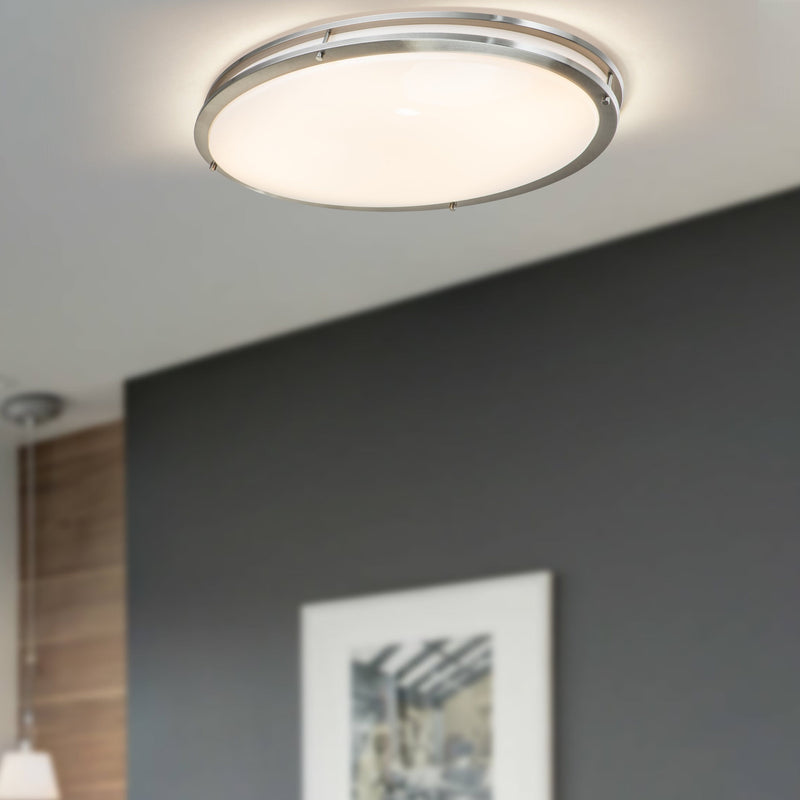 cattleyalighting Flush Mount Lighting 24 in. Brushed Nickel Oval 28W Dimmable LED Flush Mount With Opal Acrylic Shades