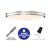 cattleyalighting Flush Mount Lighting 24 in. Brushed Nickel Oval 28W Dimmable LED Flush Mount With Opal Acrylic Shades