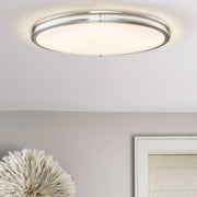 cattleyalighting Flush Mount Lighting 24 in. Brushed Nickel Oval 28W Dimmable LED Flush Mount With Opal Acrylic Shades