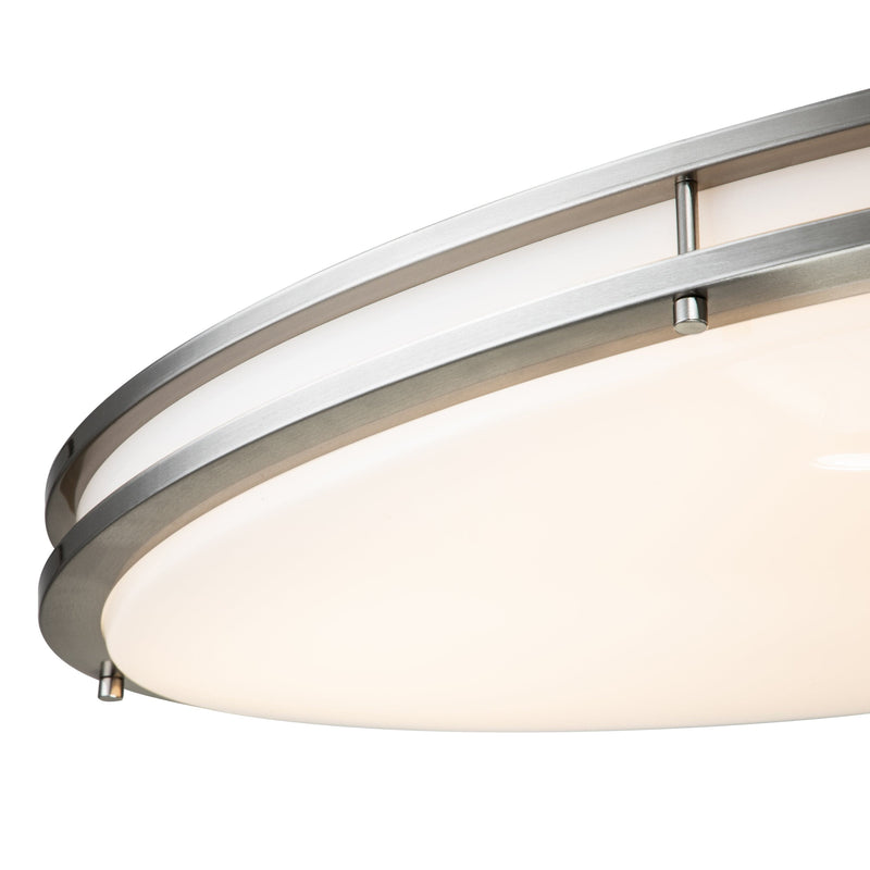 cattleyalighting Flush Mount Lighting 24 in. Brushed Nickel Oval 28W Dimmable LED Flush Mount With Opal Acrylic Shades