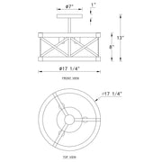 cattleyalighting 17.25 in. 3-Light Black Semi-Flush Mount With Natural Wood Accent