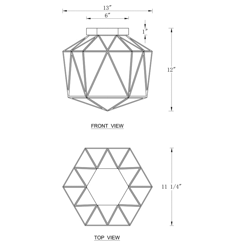 2-Light Brass Flush Mount with Clear Tempered Glass