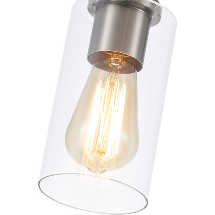 1-Light Stain Nickel Pendant Light with Cylinder Clear Glass(3-Pack)