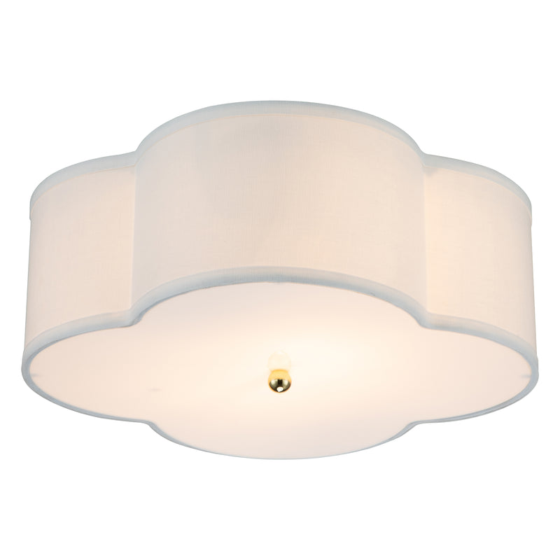 2-Light White Fabric Linen Flush Mount with Acrylic diffuser