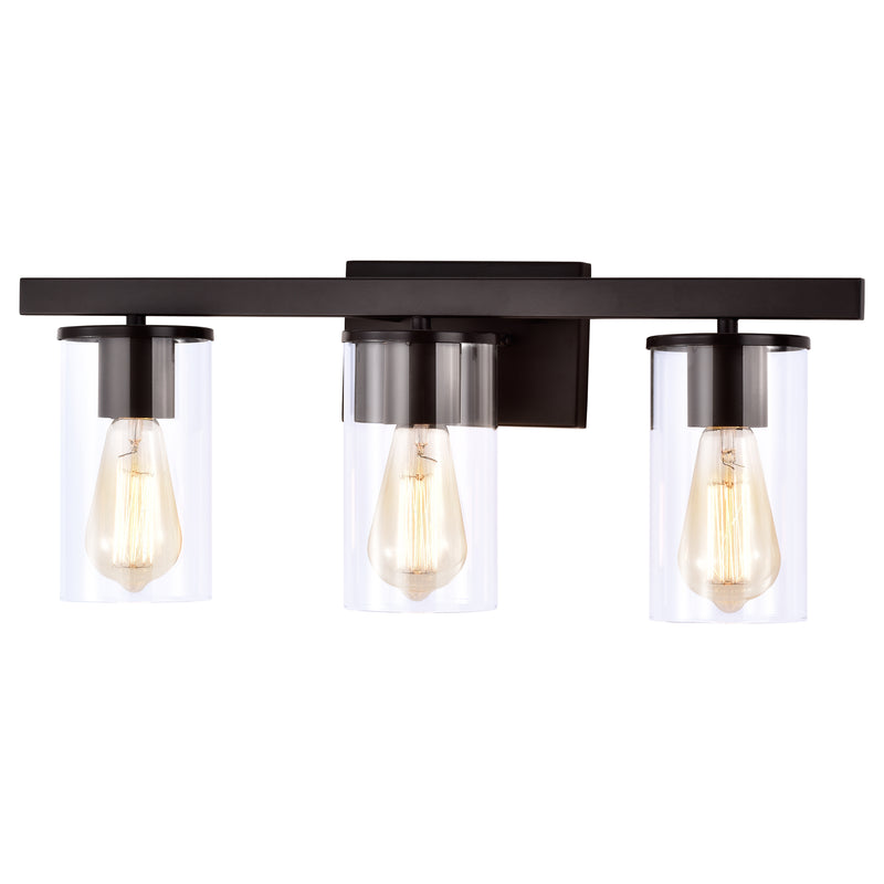3-Light Oil-rubbed Bronze Vanity Light with Clear Glass Shade