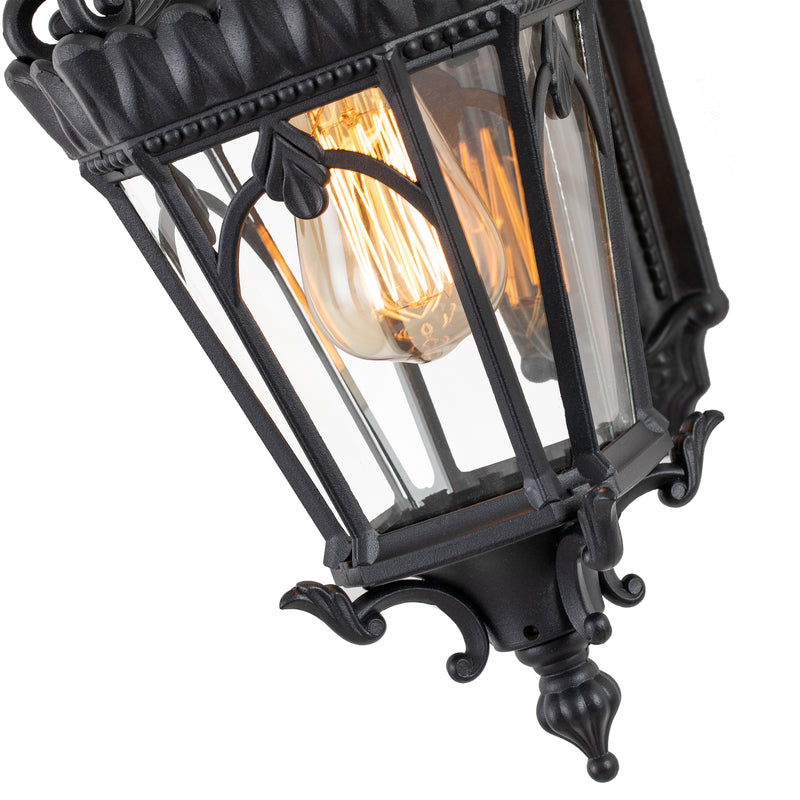 1-Light Matte Black Finish Die-cast Aluminum Outdoor Wall Lantern Sconce with Clear Tempered Glass