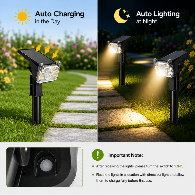 C Cattleya 14.75-Inch Black Integrated LED Outdoor Solar Landscape Spotlights & 2-in-1 Wall Lights(6-Pack)