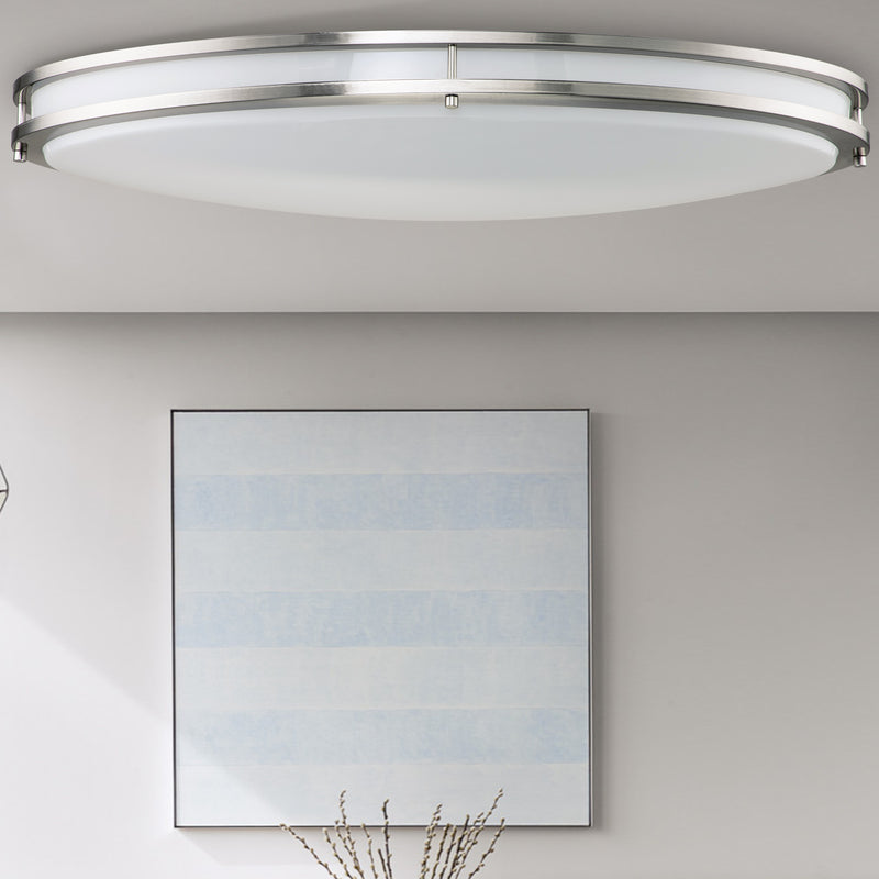 C Cattleya 32.5-in Brushed Nickel Indoor Integrated LED 3000K Flush Mount Light with Acrylic Shade