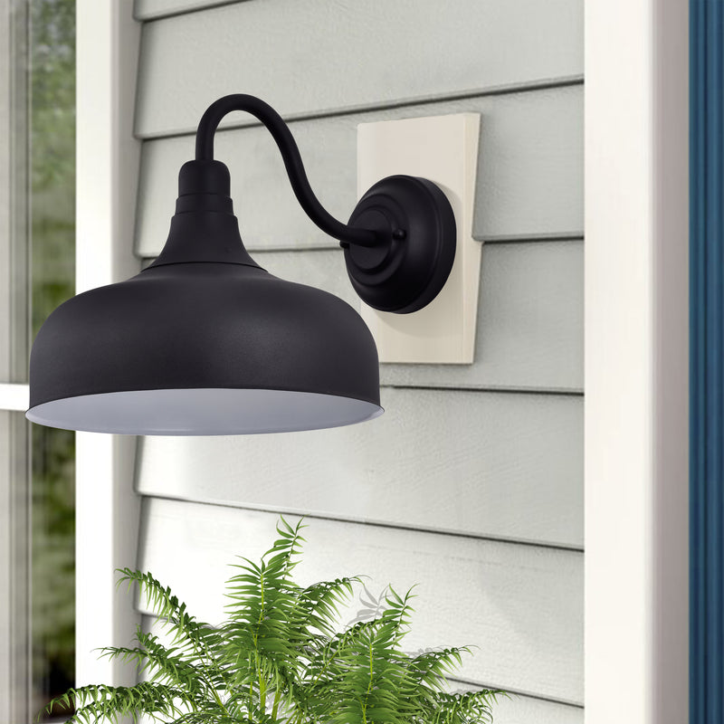 1-Light Black 12W LED Outdoor Barn Light Sconce
