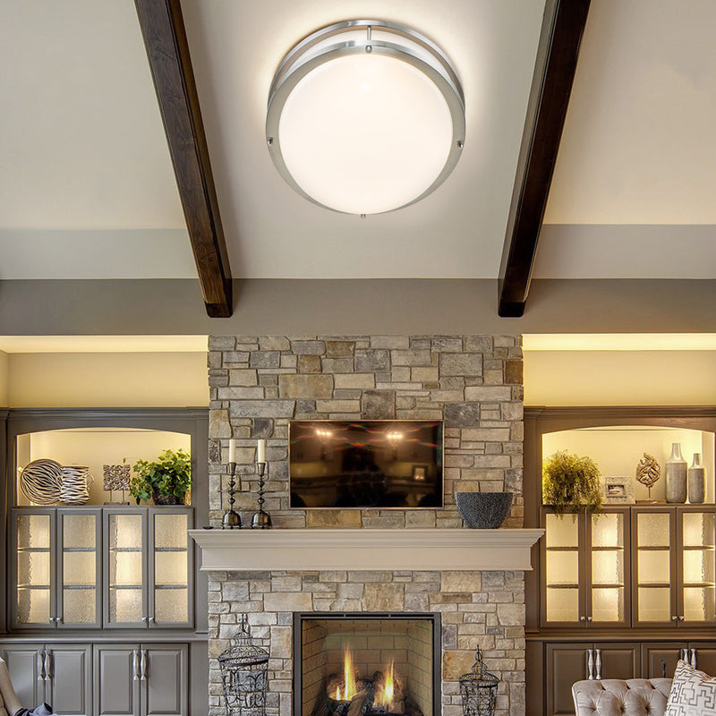 C Cattleya 32.5-in Brushed Nickel Indoor Integrated LED 3000K Flush Mount Light with Acrylic Shade