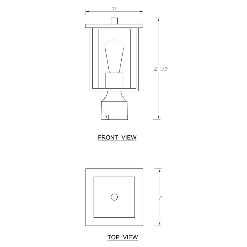 Black 1-light 7" Clear Glass Outdoor Post Lantern