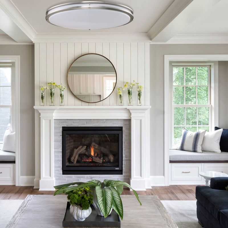 C Cattleya 32.5-in Brushed Nickel Indoor Integrated LED 3000K Flush Mount Light with Acrylic Shade
