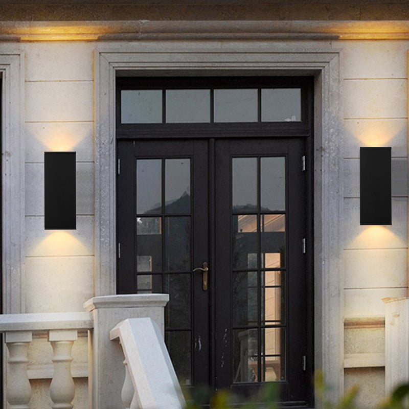 11.75 in. 2-Light Matte Black Die-Cast Aluminum Rectangular Outdoor Wall Sconce
