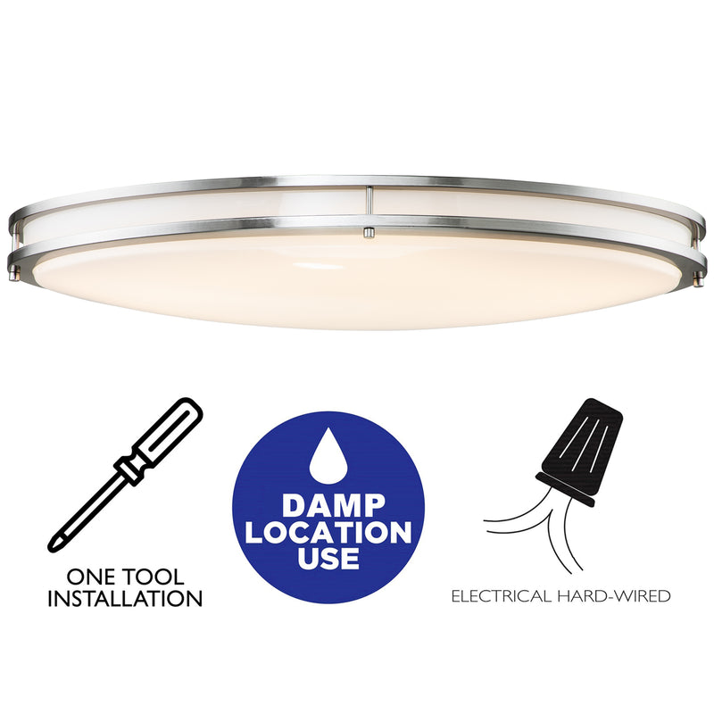 C Cattleya 32.5-in Brushed Nickel Indoor Integrated LED 3000K Flush Mount Light with Acrylic Shade