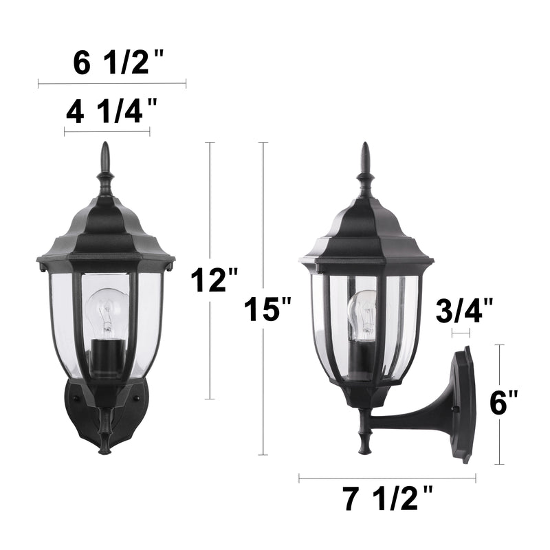 C Cattleya 2 -Pack 1 -Light 15-in H Matte Black Hardwired Outdoor Wall Light