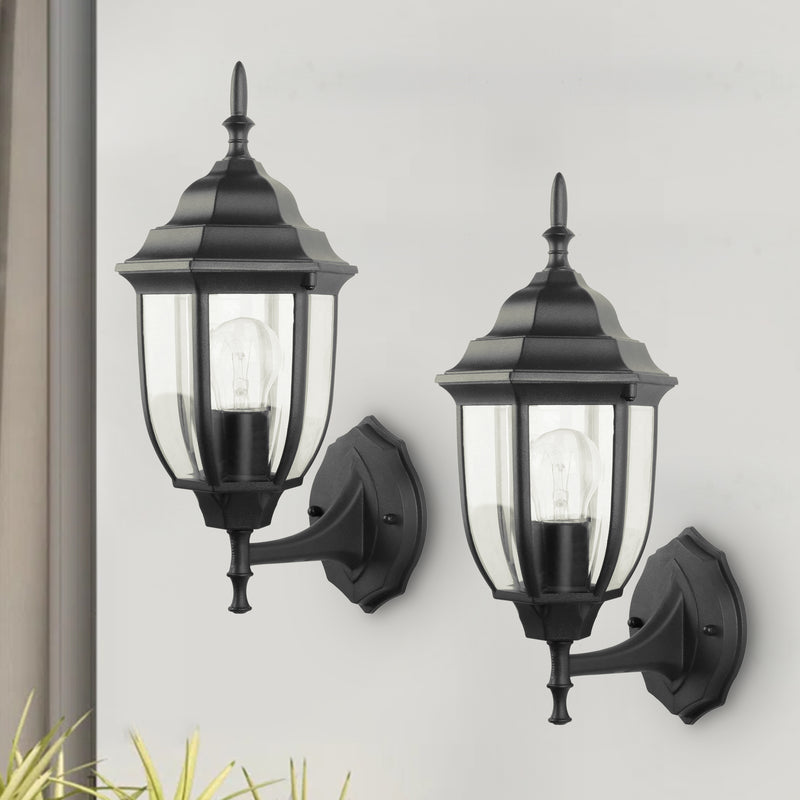 C Cattleya 2 -Pack 1 -Light 15-in H Matte Black Hardwired Outdoor Wall Light