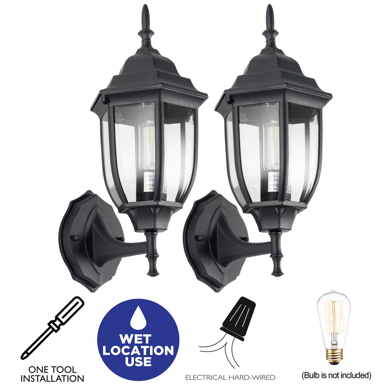 C Cattleya 2 -Pack 1 -Light 15-in H Matte Black Hardwired Outdoor Wall Light