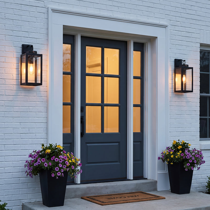 C Cattleya 16.5-Inch Matte Black Motion Sensor & Dusk to Dawn Outdoor Wall Light
