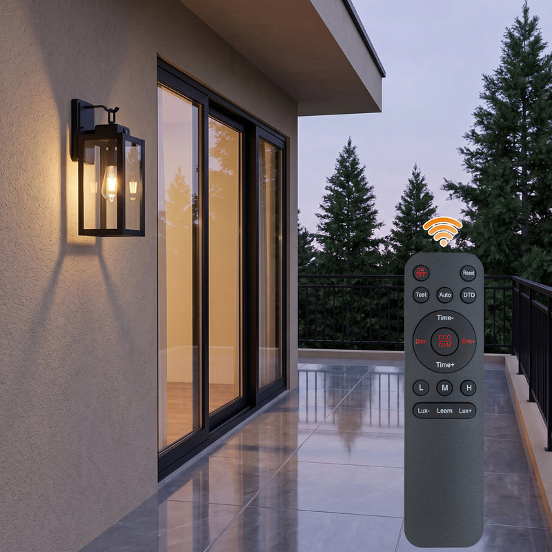 C Cattleya 16.5-Inch Matte Black Motion Sensor & Dusk to Dawn Outdoor Wall Light