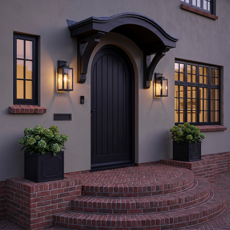 C Cattleya 16.5-Inch Matte Black Motion Sensor & Dusk to Dawn Outdoor Wall Light