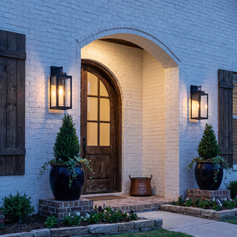 C Cattleya 16.5-Inch Matte Black Motion Sensor & Dusk to Dawn Outdoor Wall Light