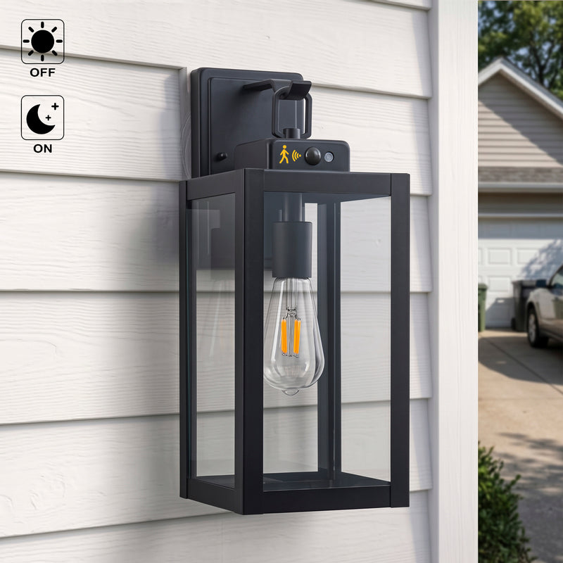 C Cattleya 16.5-Inch Matte Black Motion Sensor & Dusk to Dawn Outdoor Wall Light