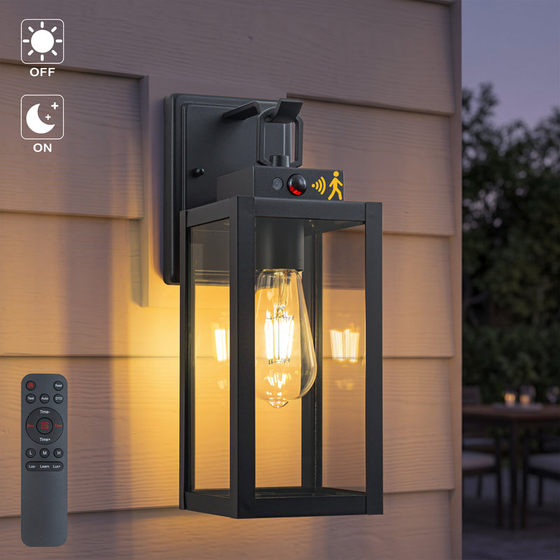 C Cattleya 13.5-Inch Matte Black Motion Sensor & Dusk to Dawn Outdoor Wall Light
