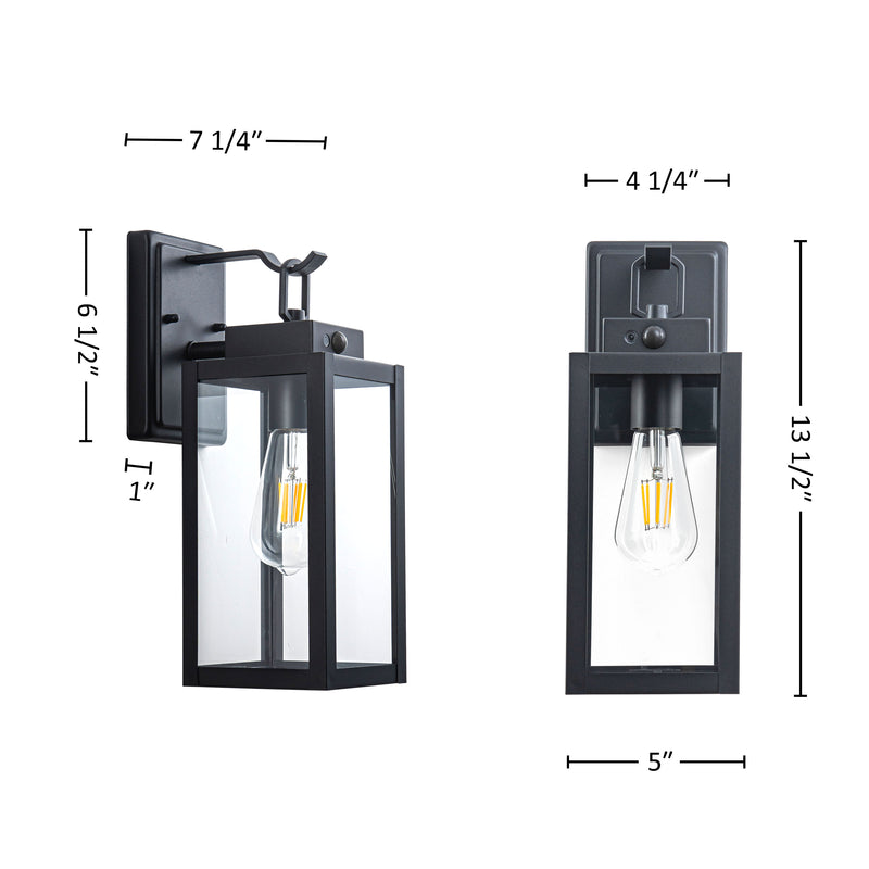 C Cattleya 13.5-Inch Matte Black Motion Sensor & Dusk to Dawn Outdoor Wall Light