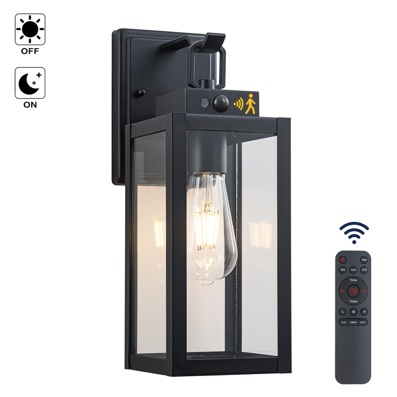 C Cattleya 13.5-Inch Matte Black Motion Sensor & Dusk to Dawn Outdoor Wall Light