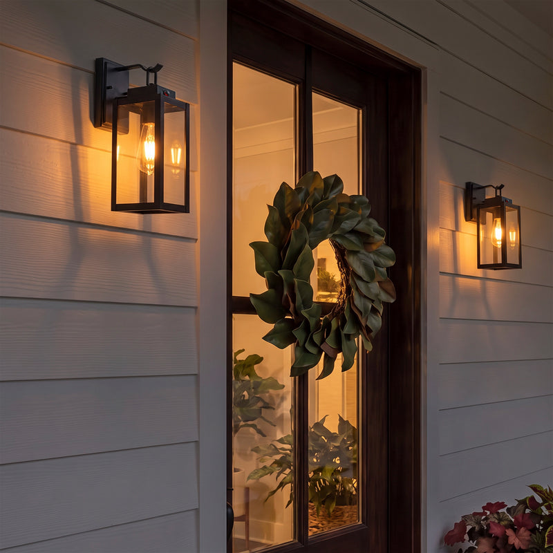 C Cattleya 13.5-Inch Matte Black Motion Sensor & Dusk to Dawn Outdoor Wall Light