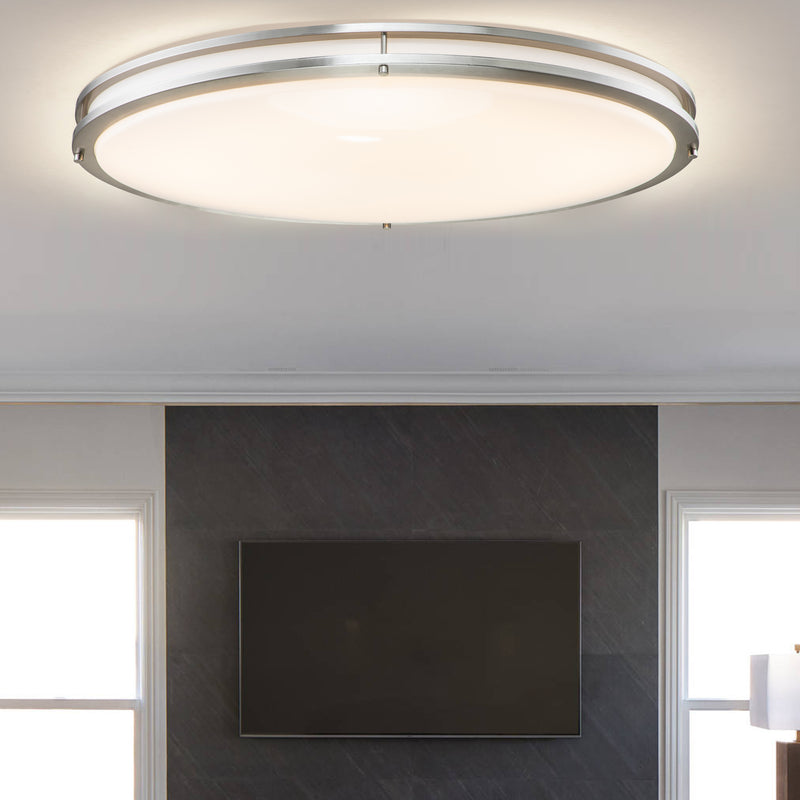 C Cattleya 32.5-in Brushed Nickel Indoor Integrated LED 3000K Flush Mount Light with Acrylic Shade