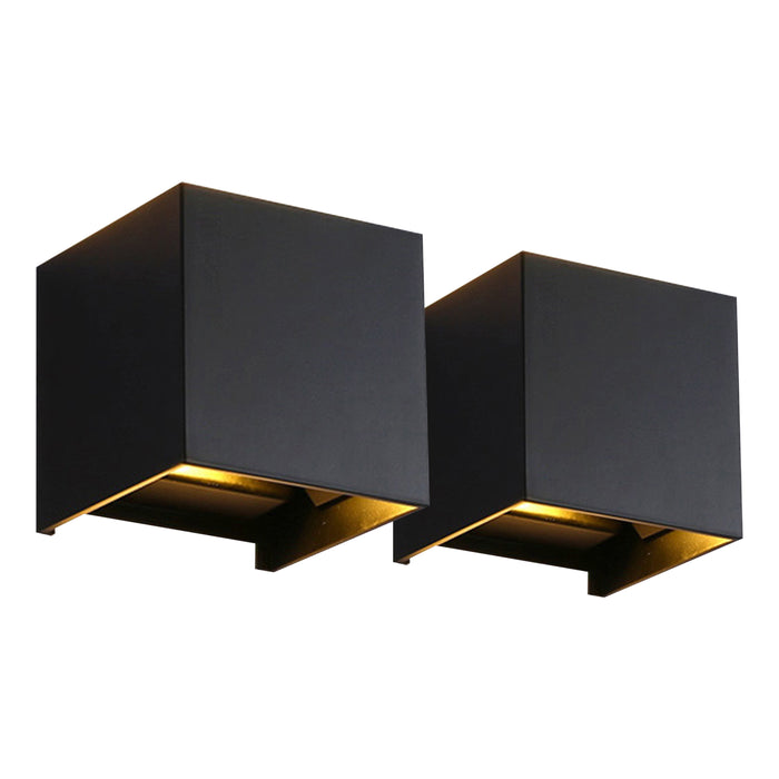 2-Light Black Aluminum Cube LED Wall Light with Adjustable Light（2-pack）