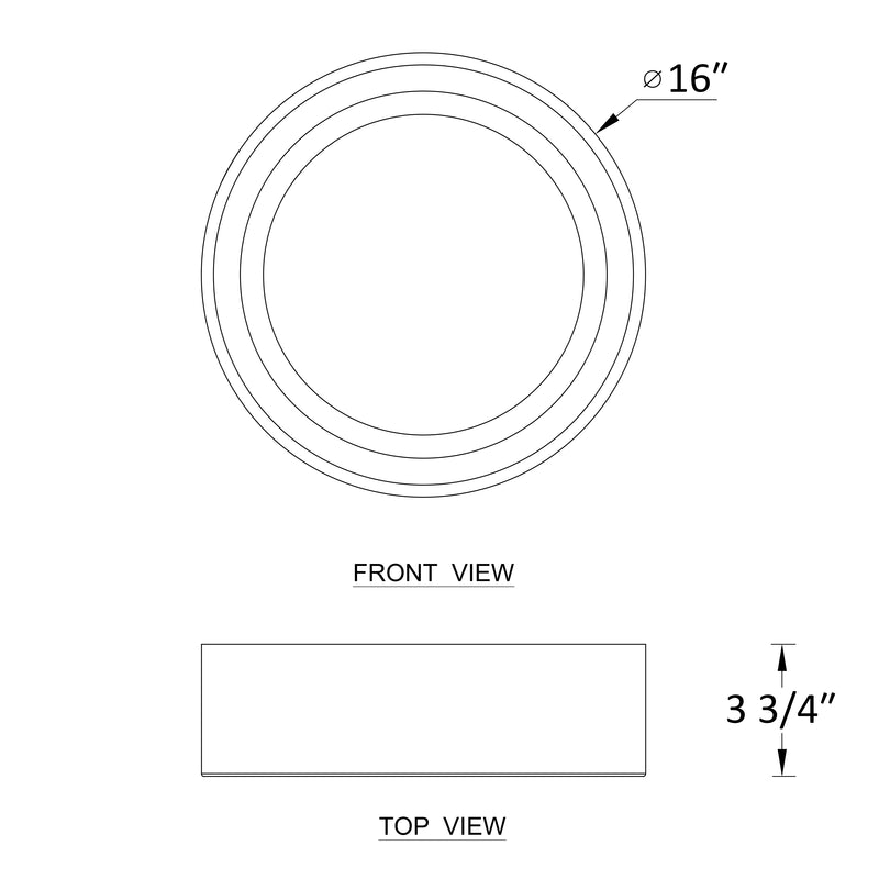 C Cattleya 16in. Black and Woodgrain Finish Integrated LED 3000K/4000K/5000K Flush Mount Ceiling Light