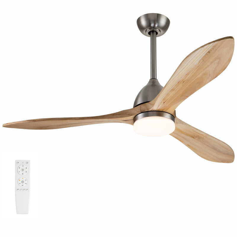 50 in. Integrated LED Satin Nickel Wood Ceiling Fan with Light and Remote Control with Color Changing Technology