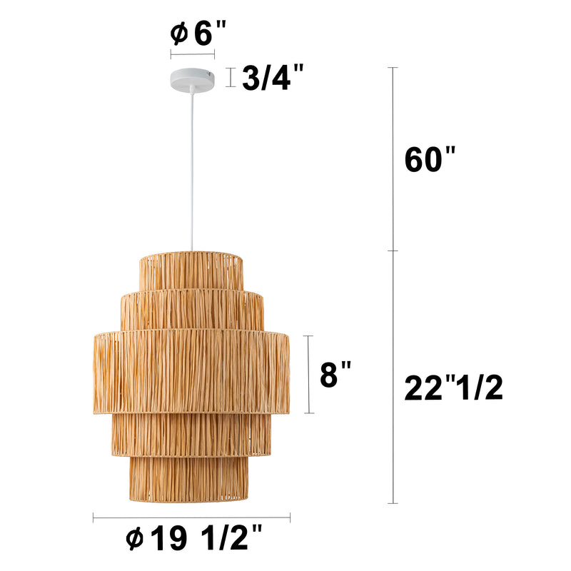 1-Light Handmade 5-tiered Natural Rattan Chandelier