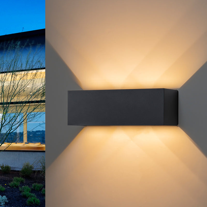 Matte Black Aluminum Rectangular LED Outdoor Wall Sconce with Adjustable Light Beam