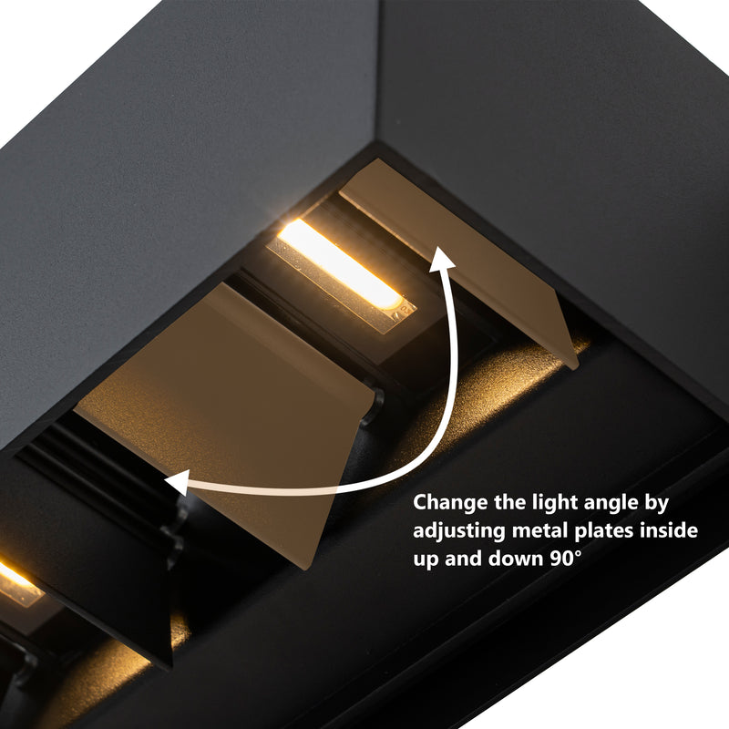 Matte Black Aluminum Rectangular LED Outdoor Wall Sconce with Adjustable Light Beam