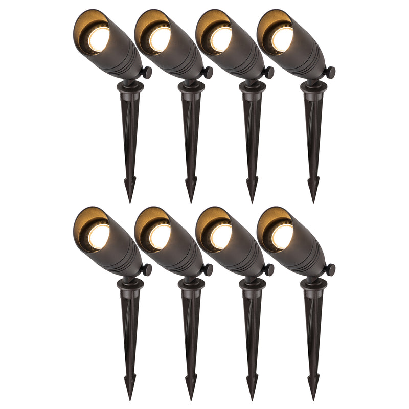 12-Volt Dark Bronze Low Voltage Waterproof Outdoor Landscape Spotlight with MR16 Bulb (8-pack)