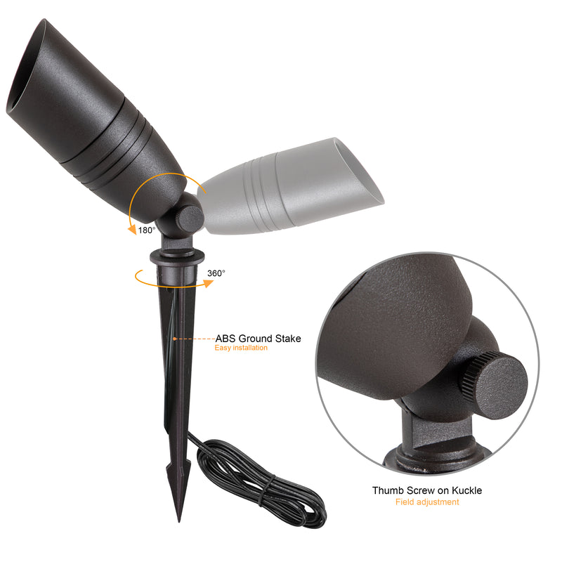 12-Volt Dark Bronze Low Voltage Waterproof Outdoor Landscape Spotlight with MR16 Bulb (8-pack)