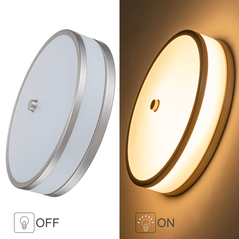 Satin Nickel Dimmable LED Flush Mount Light with Acrylic Shade