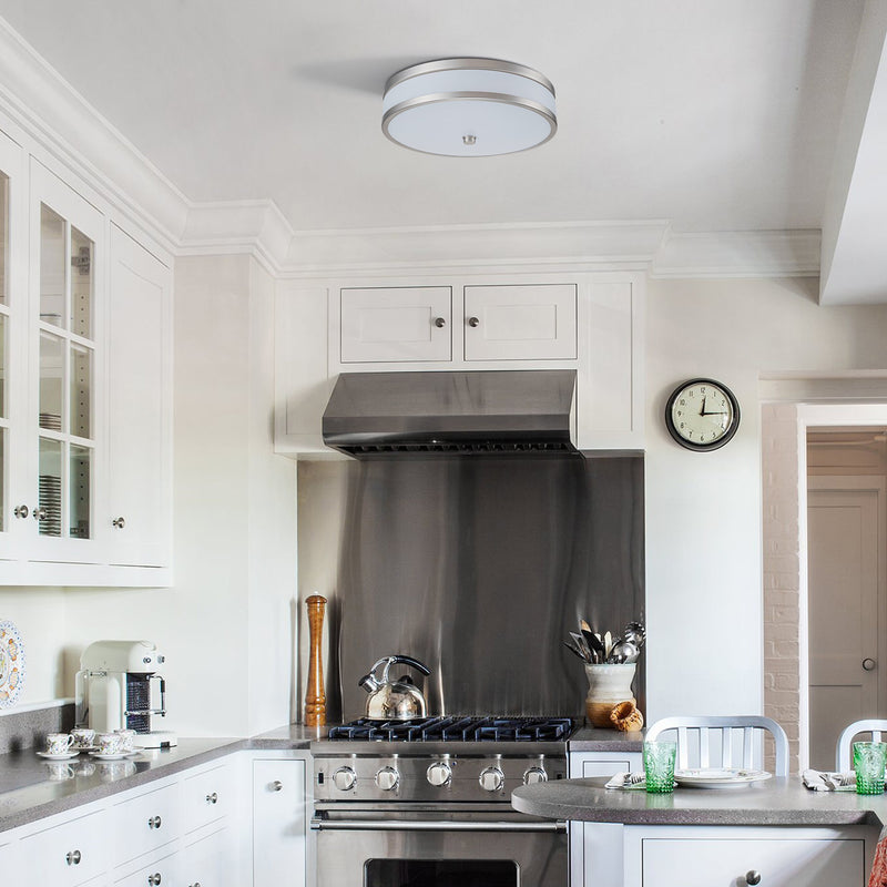 Satin Nickel Dimmable LED Flush Mount Light with Acrylic Shade