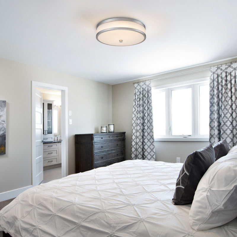 Satin Nickel Dimmable LED Flush Mount Light with Acrylic Shade