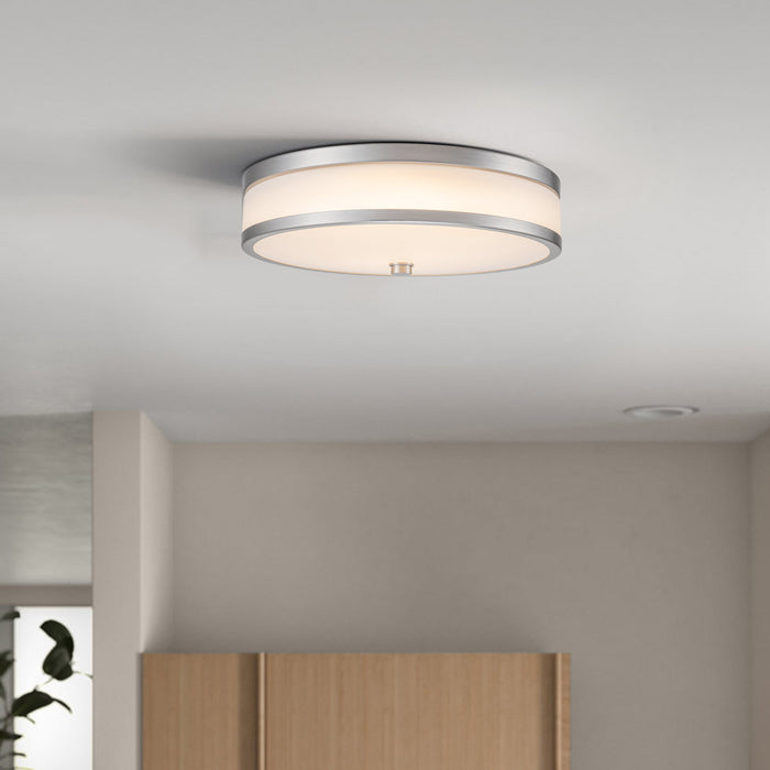 Satin Nickel Dimmable LED Flush Mount Light with Acrylic Shade