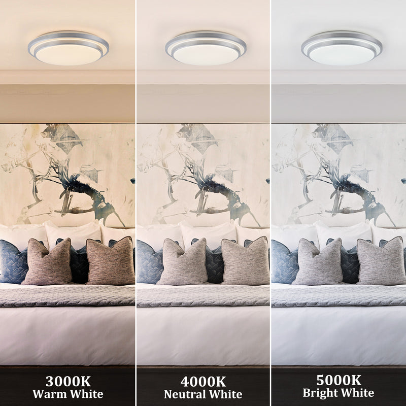 C Cattleya 14-in Aluminum Indoor 1 -Light LED Tunable White Flush Mount Light with Acrylic Shade