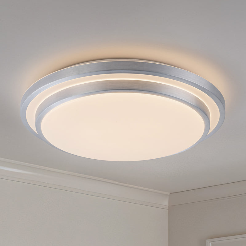 C Cattleya 14-in Aluminum Indoor 1 -Light LED Tunable White Flush Mount Light with Acrylic Shade