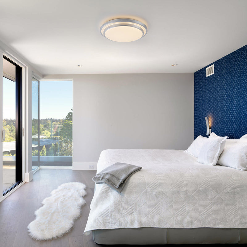 16 in. Brushed Aluminum Finish Selectable 3000K/4000K/5000K Dimmable LED Flush Mount Ceiling Light with Acrylic Shade